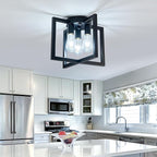ZGLAOJT Motion Sensor Ceiling Light Fixture 3-Lights Semi Flush Mount Ceiling Light Black Industrial Indoor Chandelierfor Kitchen Living Room Bedroom Farmhouse Hallway Foyer