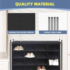 STORAGE MANIAC Stackable Shoe Cubby Organizer, Free Standing Shoe Cube Rack for Entryway, Bedroom, Apartment, Closet, 20-Cube Black