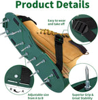 The Lawn Aerator Shoes for Grass, Epoxy Spiked Shoes with 1.65'' Sharp Short Spikes, Garden Grass Loosening Spike Shoes for Epoxy Flooring, 6 - Shoelace Design (Green, 11.8'' x 5.1'')