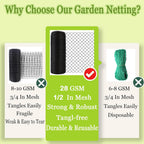 Meanchen Bird Netting for Garden 25x50 Ft, 1" Mesh Garden Netting,Heavy Duty Deer Netting,Protect Vegetable Plants and Fruit Trees,Garden Mesh Fence for Blueberry Bushes.