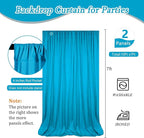 10 x 7 Feet Lake Blue Backdrop Curtain for Partie, Background Curtains for Photoshoot, Birthday, Wedding, Halloween, Thanksgiving, Christmas Day, New Year Party Decorations 5Ft x 7Ft, 2 Panels