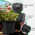 5 Gallon 12 Inch Plastic Nursery Pots, Plant Containers with Drainage Holes, Round Sturdy Garden Planters for Indoor/Outdoor Greenery, Gardening Gifts for Women (5-Pack, Black)
