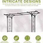 Outvita 7Ft Garden Arch Arbor, Steel Frame Stand Trellis, Arbour Archway for Wedding Ceremony Decoration Plant Climbing Rose Vines Lawn Courtyard Patio Black