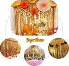 SquarePie Sequin Backdrop Curtain Not See Through Background for Wedding Party 6FT x 8FT Gold