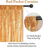 ShinyBeauty Sparkle Backdrop Curtain Gold 2 Panels Set Sequin Photo Backdrop 2FTx8FT Sequin Backdrop Curtain Pack of 2-1220S