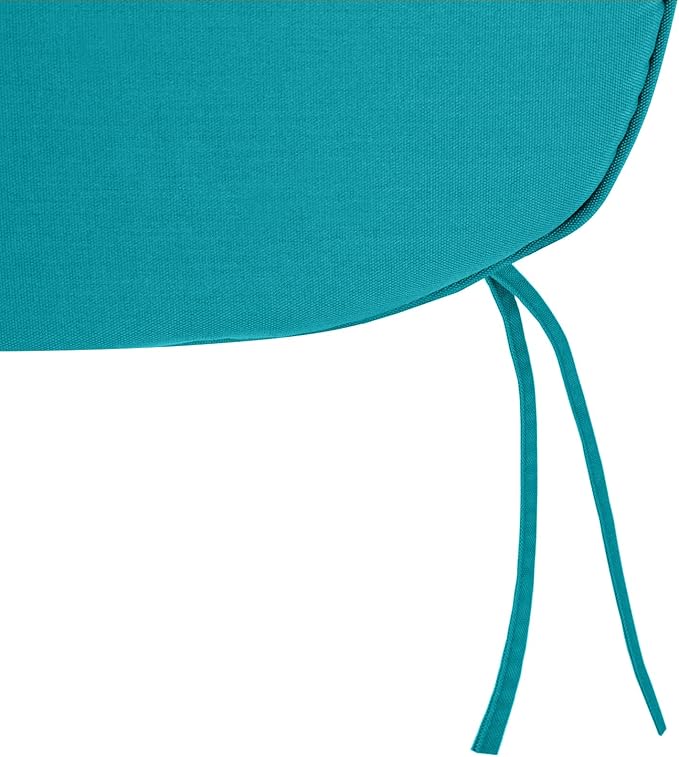 SleepMan Outdoor 17"x16" Chair Cushions with Ties Set of 6, Water Resistant All Weather U-Shape Seat Pads for Patio Garden Furniture Indoor Fade Resistant Patio Cushions (Aqua Green)