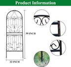 SCENDOR Trellis for Climbing Plants 59" H x 22" W Metal Unique Design Decorative Garden Structure Weather-Resistant Lattice Outdoor Decor Flowers Roses Vine Ivy Clematis Black Coating 1 Pack