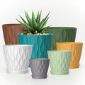 4/4.5/5/5.5/6/6.5/7 Inch Plant Pots,7 Pack Flower Pots with Drainage Holes and Trays,Plastic Planters for Indoor Outdoor Plants Growth,Multicolor