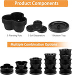VECELO 5 Tier Vertical Garden Planter, Self Watering Stackable Planters with Wheels for Strawberries, Herbs, Flowers, Vegetables, Black