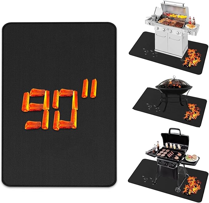 48" x 90" Extra Large Under Grill Mat for Outdoor Grill,Double-Sided Fireproof Grill Pad,Indoor Fireplace/Fire Pit Mat,Oil-Proof Waterproof BBQ Protector Mat for Decks and Patios
