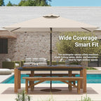 6.5' x 10' Rectangular Patio Umbrella Large Outdoor Market Umbrella w/UV Protection, Push Button Tilt and Crank Lift, Rectangle Table Umbrella for Garden, Deck, Pool, Patio, Beige