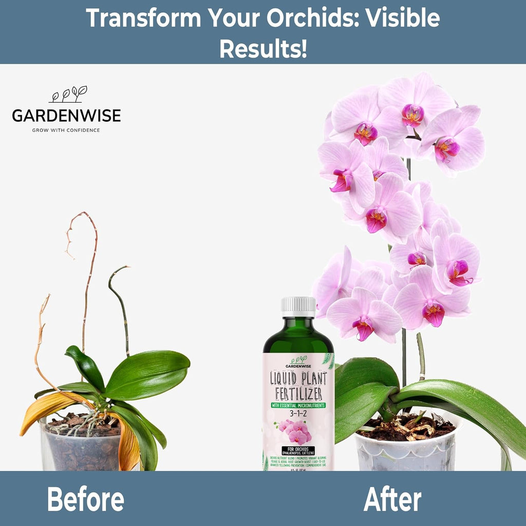 Liquid Orchid Fertilizer Concentrate 3-1-2 with Micronutrients Orchid Care Made Easy (32 OZ)