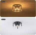 MAYNA Modern Black Semi Flush Mount Ceiling Light Fixture, 3-Light Hallway Light Fixtures Ceiling Mount, Dimmable Kitchen Lighting Fixtures Ceiling Lights for Bedroom Bathroom Dining Room Entryway