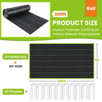 6x300FT Weed Barrier Landscape Fabric Heavy Duty, 3.2oz Woven Weed Fabric