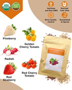 Red Strawberry and Pineberry Seed Pod Kit for AeroGarden, iDoo, Ahopegarden, MUFGA with Red Strawberry, Pineberry, Radish, Red Cherry/Golden Cherry Tomato - Compatible with All Hydroponics (7-Pod)