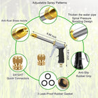 Heavy garden hose nozzle - adjustable spray mode high-pressure rotary spray gun, brass nozzle, anti slip grip and quick connector, suitable for lawn, plants, car washing, pets