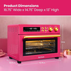 Limited Edition Happy Pink Infrared Heating Air Fryer Toaster Oven, Extra Large Countertop Convection Oven 10-in-1 Combo, 6-Slice Toast, Enamel Baking Pan Easy Clean with Recipe Book