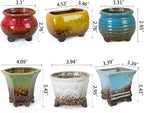 ARTKETTY Succulent Pots - Small Succulent Plant Pot with Drainage Pack of 6, Ceramic Cactus Planter Pots for Indoor Unique Flower Planter Container for Home Office Decor
