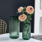 Flower Vase 7.5 inch Green Thickened Glass Vase for Bookshelf,Dinner Table,Indoor Office Desktop,Meeting Room,Bathroom,Countertop,Home Christmas Day Decoration