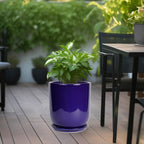 10 Inch Plant Pot - Ceramic Pot for Indoor Plants Large Planter Modern Outdoor Flower Pot with Drainage Hole and Saucer for Home Patio Decor Blue
