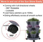 Vertical Planter 3 Tier Stackable Planters Garden Planters Strawberry Herb Flower and Vegetable Planter Indoor Outdoor Gardening Pots with Removable Wheels and Tools