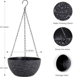 Meowell 8 inch Small Hanging Planters for Indoor Outdoor Plants, 2 Pack Hanging Flower Plant Pots with Drainage Holes and Chain for Porch, Plastic Hanging Baskets for House Plants, Speckled Black