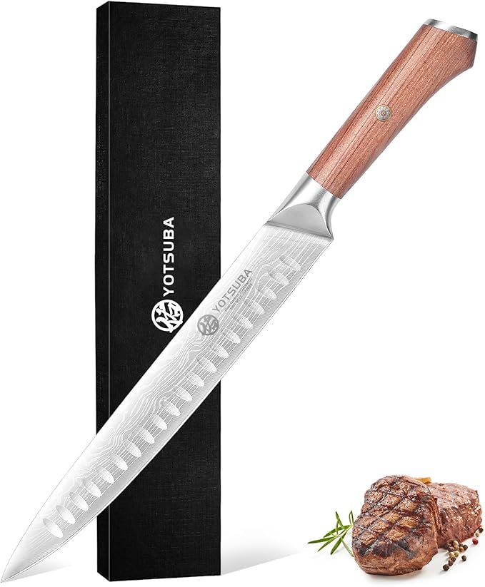 YOTSUBA Carving Knife for Meat, 10" Slicing Knife, High Carbon Steel Brisket Knives with Ergonomic Handle, Butcher Breaking Knives for Chopping Vegetable and Cooking with Gift Box