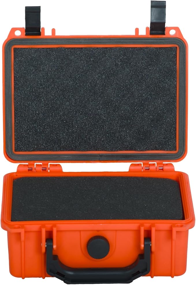 MEIJIA Portable All Weather IP67 Waterproof Protective Case, Hard Case,Camera Case With Customizable Foam,Fit Use of Drones, Cameras,Equipments, 8.12”x6.56”x 3.56” (Orange)