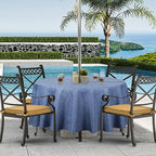Outdoor Tablecloth Wrinkle-Free Stain Resistant Waterproof Polyester Fabric Table Cover with Zipper Umbrella Hole for Picnic/Party/Dinner/Patio Garden(70inch Round,Zippered,Denim Blue)