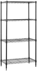 Amazon Basics 4-Shelf Steel Wire Storage Shelves for Garage, Adjustable Metal Shelving Unit, 200 lbs Per Shelf, 23.2" W x 48" H x 13.4" D, Black