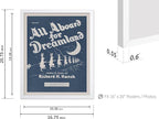 Poster Master All Aboard For Dreamland - Retro Children's Lullaby Print - Story Book Art - Bunny and Rabbit - Aesthetic Kid's Bedroom or Nursery Wall Decor, 16x20 White Framed