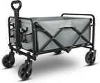 Yesker Foldable Wagon - 220lbs Collapsible Garden Carts with All Terrain Wheels for Outdoor Camping Sports Shopping Gardening - Heavy Duty Portable Utility Trolley (Gray)