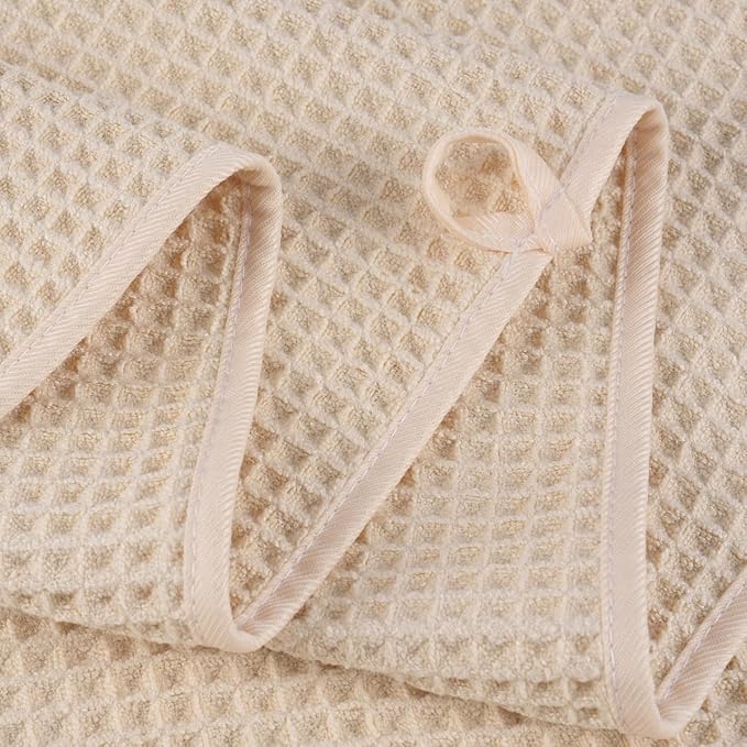 POLYTE Microfiber Quick Dry Lint Free Bath Sheet, 70 x 35 in, Set of 2 (Waffle Weave)