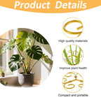 5 Pcs Plant Stem Support, 2025 Iron Monstera Plants Support, Heart Shaped Plant Support, Bamboo Clamp Set for Leaf Stabilization and Support for Outdoor & Indoor Growing Climbing Plants (Gold-5 Pcs)