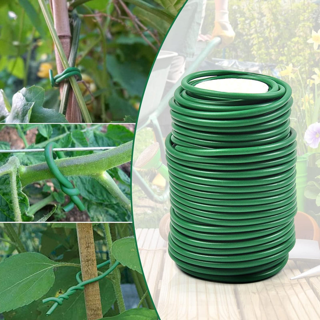 Decoroca Soft Plant Ties for Support - 65.6' Reusable Waterproof Plant Wire, 3.5mm Garden Twist, for Indoor & Outdoor Plants and Home Organizing（1pc/Green）