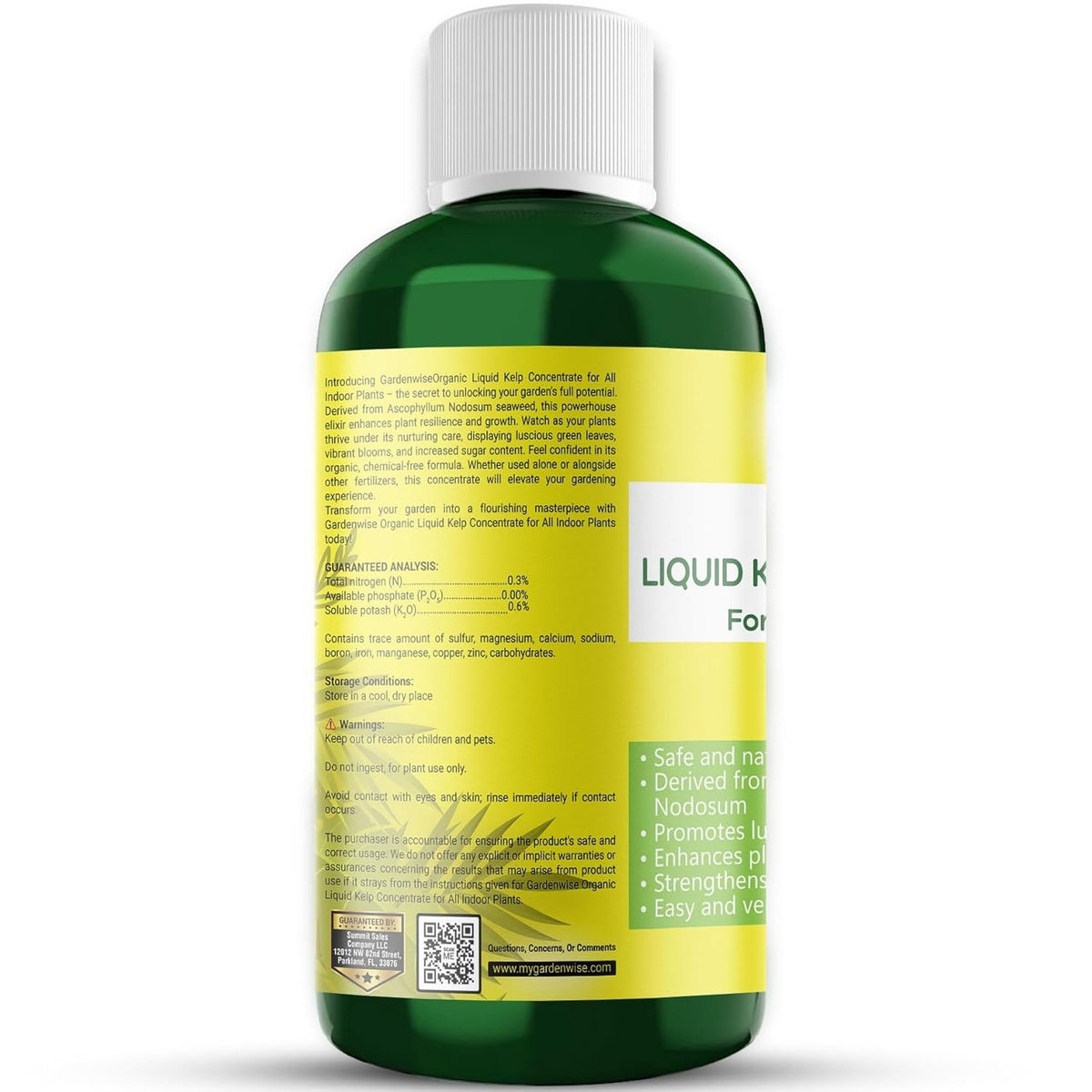 Organic Premium Kelp Seaweed Fertilizer - Liquid Hydroponics Fertilizer - Liquid Plant Food - Nutrient-Rich Soil Enhancer - Natural Plant Food for All Indoor Plants (8 oz)