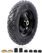 MZREXN 4.80/4.00-8" Flat Free Tire and Wheel, 15" Solid Wheelbarrow Tires, 3.00-4.00/4.80-8" with 5/8" & 3/4" Bearings, 3" Centered Hub for Hand Truck Garden Trailers Utility Cart Yard Wagon, Black