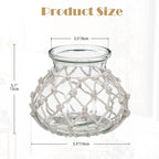 Hollyone Clear Glass Vase with Cotton Rope Cover Woven Round Glass Vase Decorative Flower Bottle Modern Vase for Table Centerpiece Farmhouse Wedding Home Decor