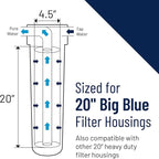 Pentair Pentek RFC-20BB Big Blue Carbon Water Filter, Whole House Heavy Duty Radial Flow Carbon Replacement Cartridge with Granular Carbon (GAC) Filter, 20" x 4.5", 25 Micron, Pack of 6, White