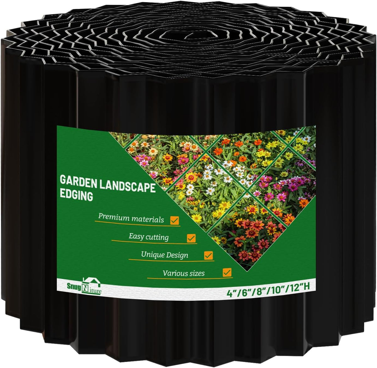 SnugNiture Corrugated Metal Garden Edging,4" x 10' Sturdy Lawn Edging Border,Landscape Edging Border for Lawn, Flower Bed,Garden and Yard