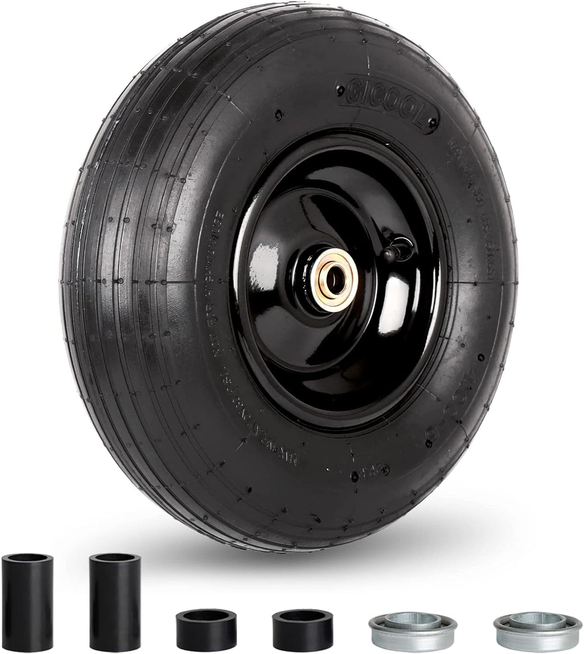 4.00-6 Tire and Wheel, 13" Wheelbarrow Pneumatic Tire, 5/8" & 3/4" Bearings, 1.75-6" Centered Hub,Sealed Bearings for Wheelbarrows Trolley Dolly Garden Wagon Cart Wheel Replacement