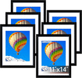 FIXSMITH 11x14 Picture Frame Set of 6, Black Photo Frames Bulk with HD Plexiglass, Display Pictures 8x10 with Mat or 11x14 Without Mat, Multi Picture Frames Collage for Wall Decor