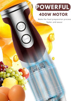 MEGAWISE new Hand Blender Series Single Hand Blender,no attachments,12-Speed,Includes Powerful Blender Stick- Easy to Clean and Perfect for Smoothies, and More (RED)