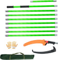 30FT Extendable Pole Saw, Manual Branch Trimmer with Long Handle, Manuals Tree Pruning Saws, 9 Knots Green