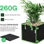 VIVOSUN 5 Pack 3 Gallon Square Grow Bags, Thick Nonwoven Cubic Fabric Pots with Handles for Indoor and Outdoor Gardening