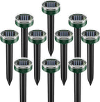 Solar Powered Mole Repellent Stakes - Ultrasonic Outdoor Rodent Repellent for Voles, Groundhogs, Snakes & Chipmunks - IP44 Waterproof Lawn & Garden Pest Control, Pet Safe – 10 Pack, Round
