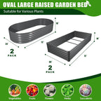 A ANLEOLIFE 4-Pack 6X3X1.5ft & 6X2X1.5ft Deep Root Galvanized Raised Garden Beds Outdoor for Planting Vegetables Flowers Herb, Quartz Grey