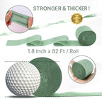 PartyWoo Sage Green Crepe Paper Streamers 4pcs 328ft Pack of Oliver Eucalyptus Green Sand White Crepe Paper Streamers for Birthday Baby Shower Woodland Dinosaur Jungle Football Party Decorations