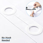 Furlinic 72x75 Waterproof No Hook Needed White Shower Curtain,Soft Polyester Fabric Bathroom Curtain with 10 Rustproof Split Grommet,Light Weighted & Washable, Hotel Style, Standard Size.