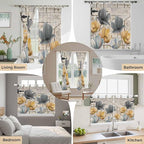 Spring Tulips Flower Living Room Curtains 84 Inch Length, Window Curtains Tab Top, Vintage Floral Barn Doors Rustic Beige Light Filtering Window Treatments Drapes 42"x84" 2 Panel